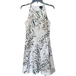 Mossimo sleeveless Green And Pink watercolor pattern skater dress sz small